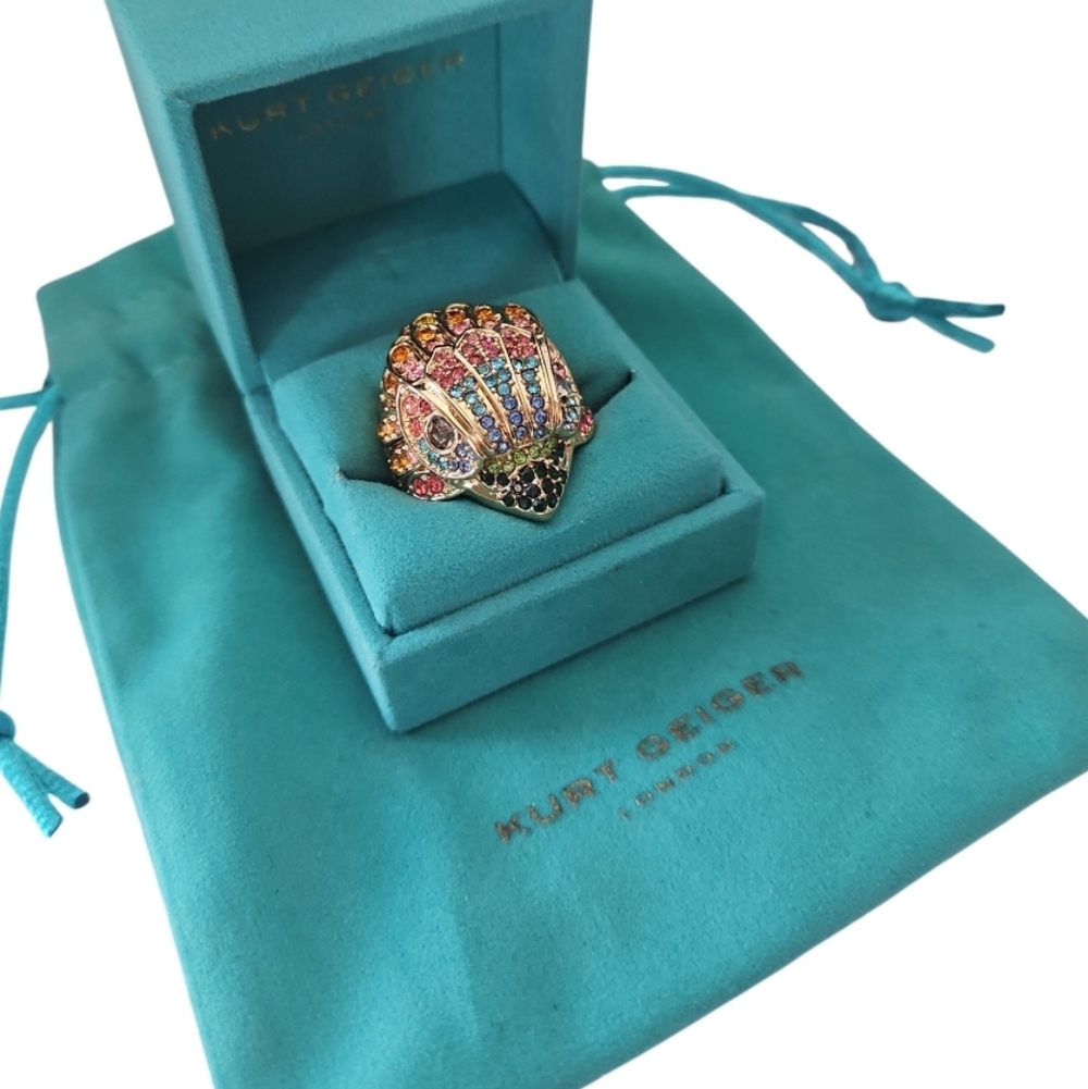 NEW! KURT GEIGER Multi-color Crystal Rainbow Color Eagle Cocktail Ring 8. - Picture 2 of 7